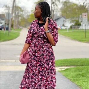 Maternity 3/4 Sleeve Chiffon Tiered Woven Dress-Isabel Maternity Size M ~ NWT